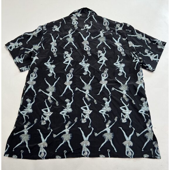 Mustique Tropical Dancer Button Front Shirt in Black Blue - Picture 3 of 3